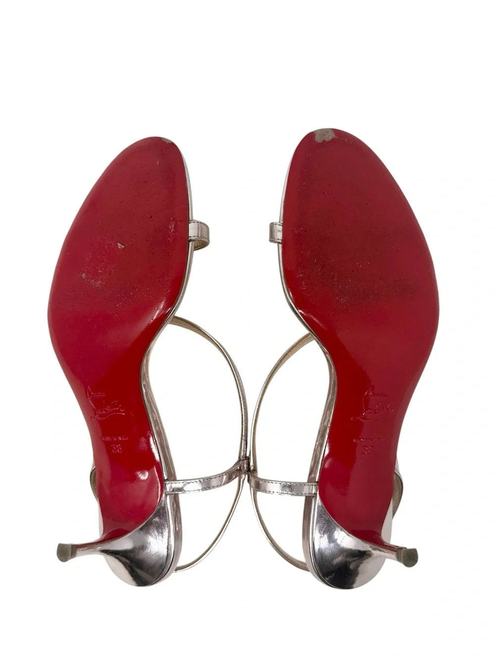Christian Louboutin Rosalie 55MM Vintage Rose Metallic Sandals Size 38